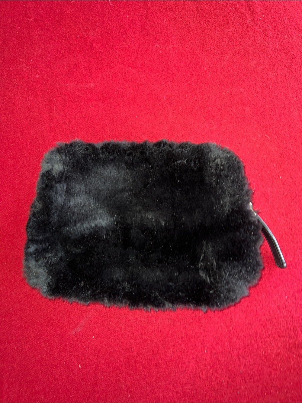 Banana Republic Black Faux Fur bag with Gold Zipper